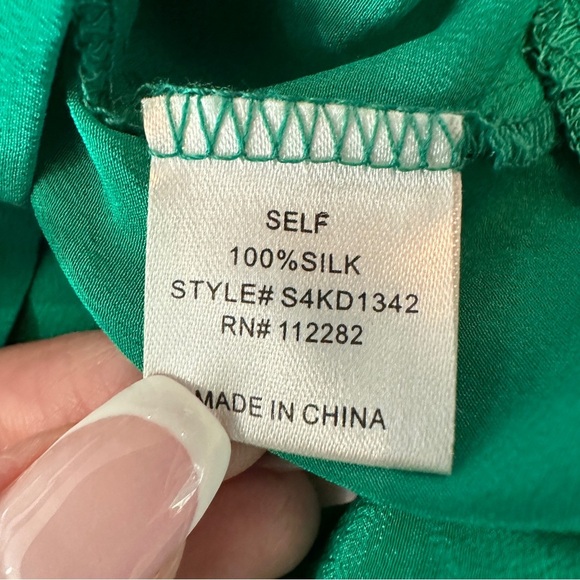 Anthropologie Greylin 100% Silk Emerald Green Ruffle Sleeveless Mini Dress M - Picture 14 of 16